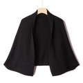 Eleganter schwarzer Kaschmir-Strickschal, offenes ärmelloses Wintercape für Damen - Schwarz