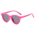 Pink round frames children's sunglasses with dark gray lenses for UV protection - Rose Red Frame Grey Lens