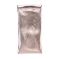 Rose gold PU leather glasses pouch with metallic Saffiano texture and squeeze closure - Cross-grain / Rose Gold