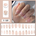 Unghie a mandorla french con gocce d'acqua bianche e dettagli in glitter champagne - Stile Paillettes Francesi Rosa Nude (Y-189)