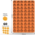 Vista de detalle del molde de silicona naranja de 60 cavidades con medidas 2,5 mm - Cabeza de Calabaza Naranja