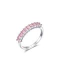 S925 Sterling Silber Ring mit ovalen rosa Edelsteinen im Halb-Eternity-Stil besetzt - US-Größe 5 / Silber
