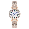 Luxurious rose gold women's watch with full crystal pavé and rainbow gemstone markers - Rose Gold
