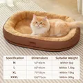 Letto ovale marrone per gatti con interno in peluche beige e gatto arancione comodo - Taglia M / 50x40cm / Caffè