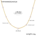 Elegante collana in acciaio al titanio dorato con piccole perle sintetiche bianche e catena - Collana con Perle di Conchiglia Oro 48+9cm