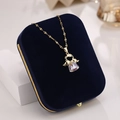 Golden angel girl necklace with crystal pendant in luxury blue velvet jewelry gift box - Angel Pendant (8574)