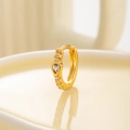 Orecchino a cerchio dorato a doppia fila con zircone a goccia e gemme trasparenti - Goccia Oro (Pezzo Singolo)