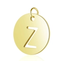 Pendentif alphabet en acier inoxydable doré poli avec un design ajouré de la lettre Z - Or Lettre Creuse Z (T514G-Z)