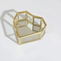 Portagioie a forma di cuore in vetro dorato con fondo a specchio per anelli e regali - 8*8*3.5cm / Oro