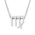 Minimalist silver Virgo zodiac pendant necklace in stainless steel on white background - Virgo - Steel