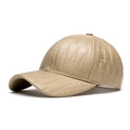 Beige quilted PU leather baseball cap with a warm insulated design for winter wear - Khaki 1 (Padded Quilted)