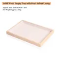 Solid wood jewelry tray with white velvet lining, dimensions 35x24x3cm for display - Solid Wood Beige Velvet