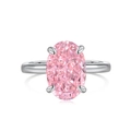 Elegante anello in argento S925 con grande zircone rosa ovale incastonato a quattro griffe - US 5 / Argento/Rosa