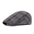 Classic grey plaid newsboy cap with vintage check pattern for a retro British style - Adjustable / Gray