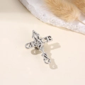 Polished silver Amazing Grace cross brooch pin on minimalist elegant stone pedestal - Amazing Grace Silver