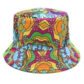 Colorful hippie bucket hat featuring psychedelic mushroom and sunflower patterns - M (56-58cm) / Multicolor Abstract Print