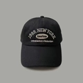 Retro black 1989 New York letter embroidery baseball cap with cotton canvas finish - Black
