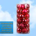 Set de 24 bolas de Navidad rojas de 8 cm con acabados brillantes, mates y purpurina - Rojo