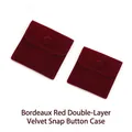 Maroon double-layer velvet jewelry pouch set with snap button flap for small accessories - Double Layer Velvet / 7x7cm / Burgundy