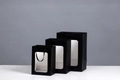 Three black paper gift bags with transparent windows in small, medium, and large sizes - Mini 15*10*20cm / Black