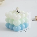 Gradient heart bubble scented candle in white green and blue colors for home decor - Breath of Deep Sea (Blackberry & Basil) White-Green-Blue Gradient