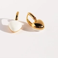 Elegant heart-shaped hoop earrings featuring white enamel and polished gold-plated finish - Heart Style / White
