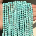 Polished blue turquoise round beads with brown veins for handmade jewelry DIY - 4mm (Approx 90pcs) / Frosted Blue Turquoise