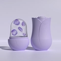 Portable purple rose-shaped facial ice roller massage tool with floral inclusions - Rose Shape - Purple