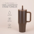 40oz insulated stainless steel tumbler in dark brown matte finish with leakproof straw lid - 40oz / Dark Coffee
