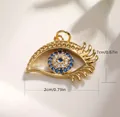 Golden evil eye pendant with blue zircon stones and palm detail for DIY jewelry - A0025 Eyelash Eye