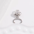 Chiusura per ciondolo a cuore in argento S925 con zirconi per creazione gioielli DIY - Argento