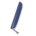 Minimalist navy blue leather pencil case with golden zipper for stationary storage - Blue