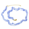 Irregular blue cat eye stone bead necklace with adjustable golden metal clasp - Deep Blue (KN226650-Z)