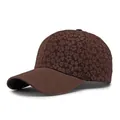 Brown floral baseball cap with jacquard fabric and curved brim shown in 45-degree angle - Adjustable / Coffee