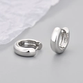 Detailed macro view of S925 sterling silver hoop earrings with high polish and metal hallmark - Polished Smooth Style / Large / White Gold