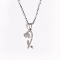 Silver lily-of-the-valley birth flower pendant in polished stainless steel for women - January Steel