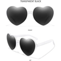 Fashionable heart-shaped sunglasses with transparent black frames and dark gray lenses - White Frame Gray Lens