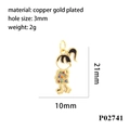 Detail of 18K gold plated cartoon girl pendant with measurements and material specs - P02741-Gold Little Girl