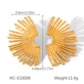 Dimensioni dettagliate degli orecchini a ventaglio in acciaio inossidabile dorato su bianco - Stile Ventaglio a Linea Radioattiva Oro (HC-E10008)