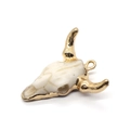 Resin bull head skull pendant with gold plating for DIY jewelry necklaces 27x31mm - Gold Frame Faux Bone White Bull Head Style (7)