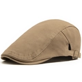 Khaki Baumwoll-Schiebermütze mit Metallschnalle und Stickerei für lässigen Retro-Stil - Verstellbar / Khaki