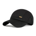 Black lightweight breathable mesh baseball cap with bronze metal logo and fast-dry fabric - Black