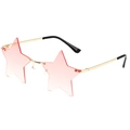 Frameless star-shaped sunglasses with pink gradient lenses and gold metal temples - Gold Frame Pink Gradient
