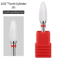 Fine grade 3/32 inch torch cylinder ceramic nail drill bit with a red storage base - HF-17 Torch Cylinder Ceramic Drill Bit (F Fine)