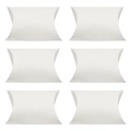 Six white kraft paper pillow boxes for wedding favors and small gift packaging - White Plain Box