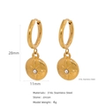 French style gold starburst round earrings in 316L stainless steel with zircon stones - Star Motes Zircon Style (HE0016G06)