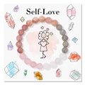 Detail view of natural stone beaded bracelet on Self-Love themed display card - Self-Love Healing Style 1 (Self-Love-1)