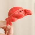Cute red plush crab finger puppet with soft pincers for educational interactive play - Crab