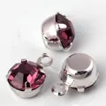 DIY jewelry charm with purple faceted zircon crystal in silver claw setting - 1 Piece / Silver Plated with Purple Zirconia