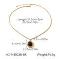 Detailed size specifications for vintage gold twist necklace with black oval stone pendant - Gold Black Stone Pendant Twist Chain Necklace (HC-N40738-BK)